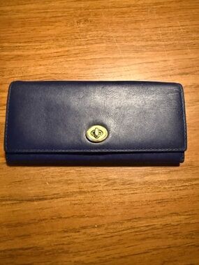 Vintage Coach Legacy Leather Long Wallet - Dark Navy Blue